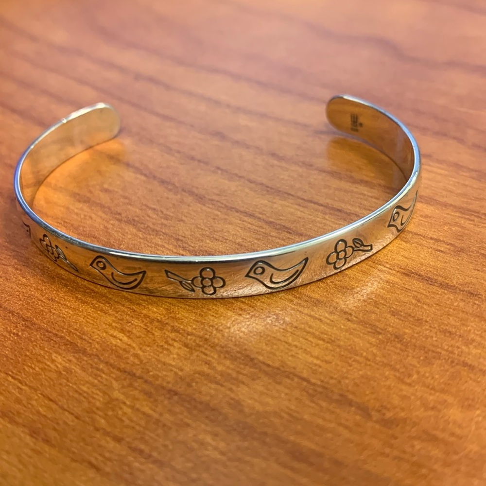 James Avery Bird and Flowers child cuff bracelet